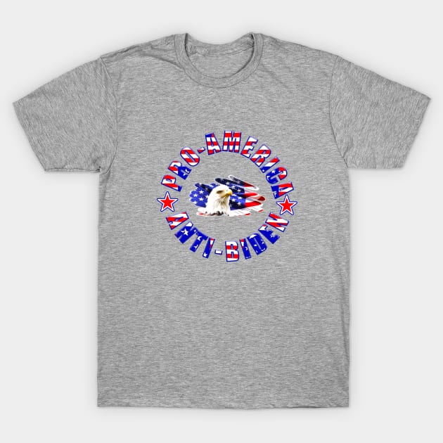 PRO-AMERICA ANTI-BIDEN Patriotic Design T-Shirt by Roly Poly Roundabout